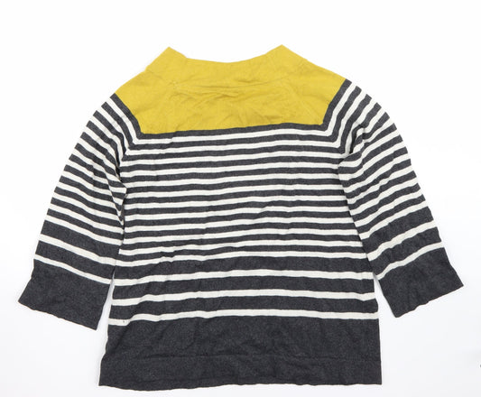 Preworn Womens Grey Striped Pullover Jumper Size 12