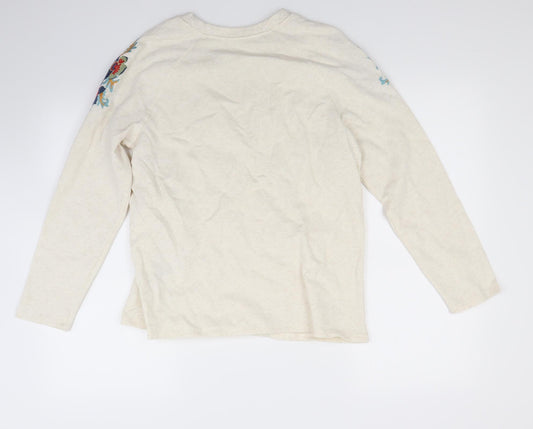 Avon Womens Ivory Floral Pullover Sweatshirt Size 10