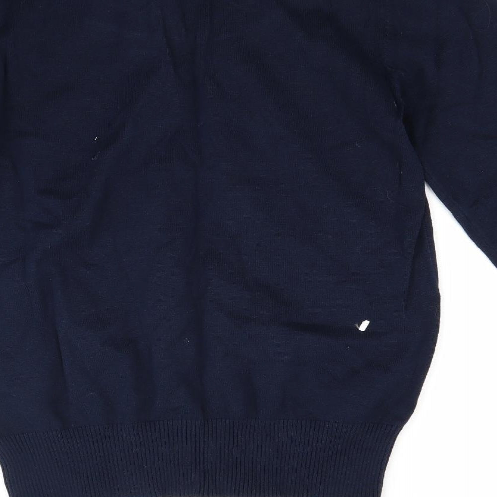 Brand and care label for Jessica women’s blue jumper, size S