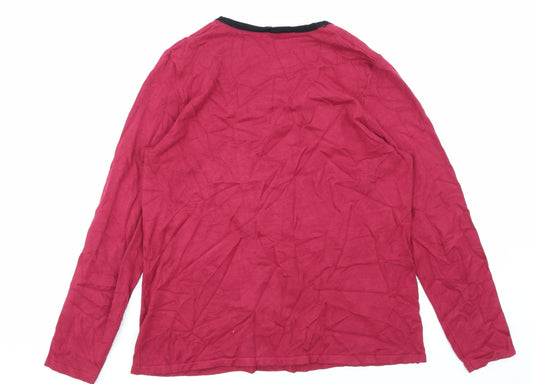Love knitwear Womens Pink Striped Basic T-Shirt Size 14