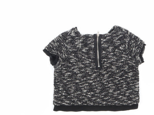 Girlswear Girls Black Colourblock Cropped T-Shirt Size 6 Years