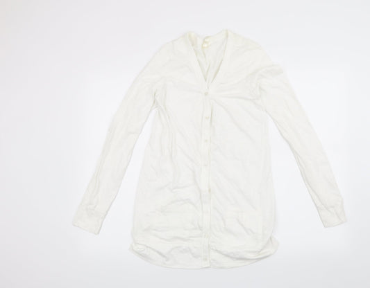 Preworn Womens White Cardigan Sweatshirt Size M