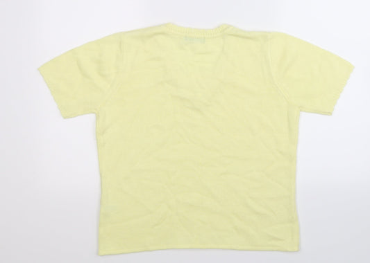 BM Womens Yellow Knit Pullover Jumper Size S