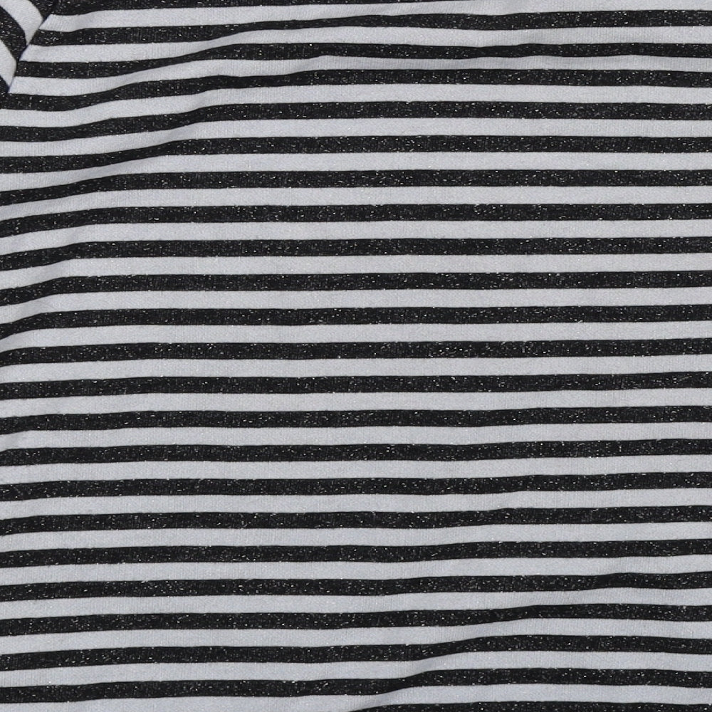 Brand and care label for OVS women’s multicoloured striped pullover sweatshirt, size L