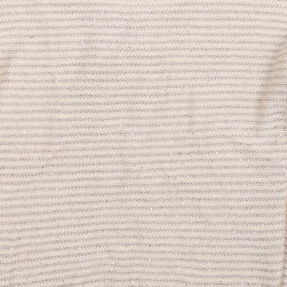 Brand and care label for Therapy women’s beige knit jumper, size M
