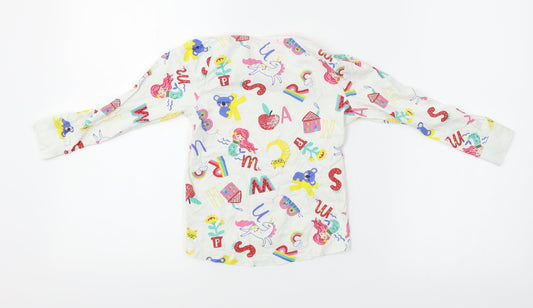 TU Girls White Animal Print Basic T-Shirt Size 4-5 Years