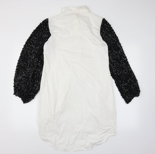 embroideries gallery Womens White Basic Blouse Size L