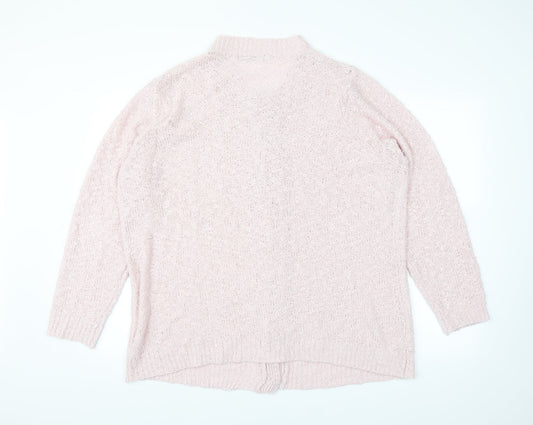 BM Womens Pink Knit Cardigan Jumper Size XL