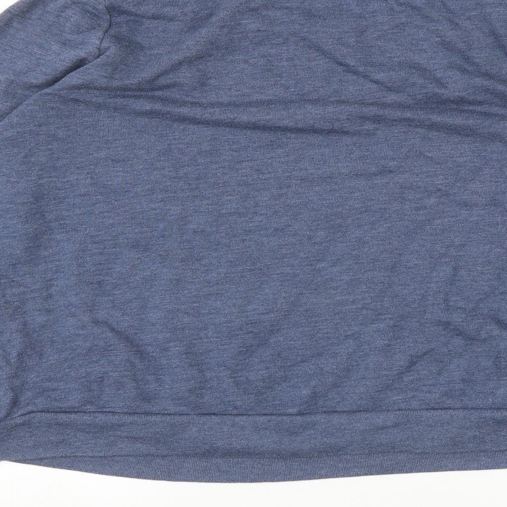 Brand and care label for Topshop women’s blue jumper, size UK 12