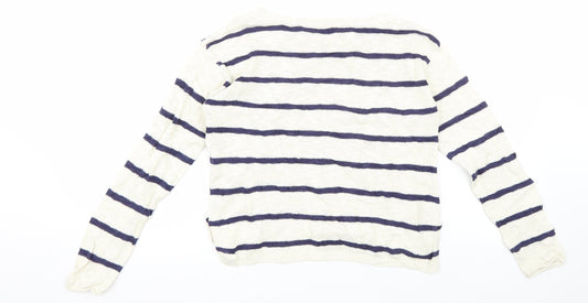 H&M Girls White Striped Pullover Jumper Size 8-9 Years