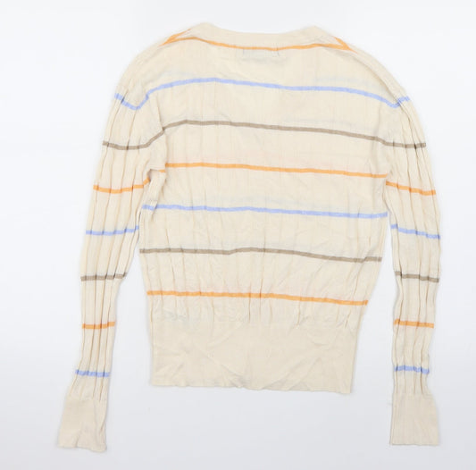 Marks and Spencer Womens Beige Striped Pullover Jumper Size S