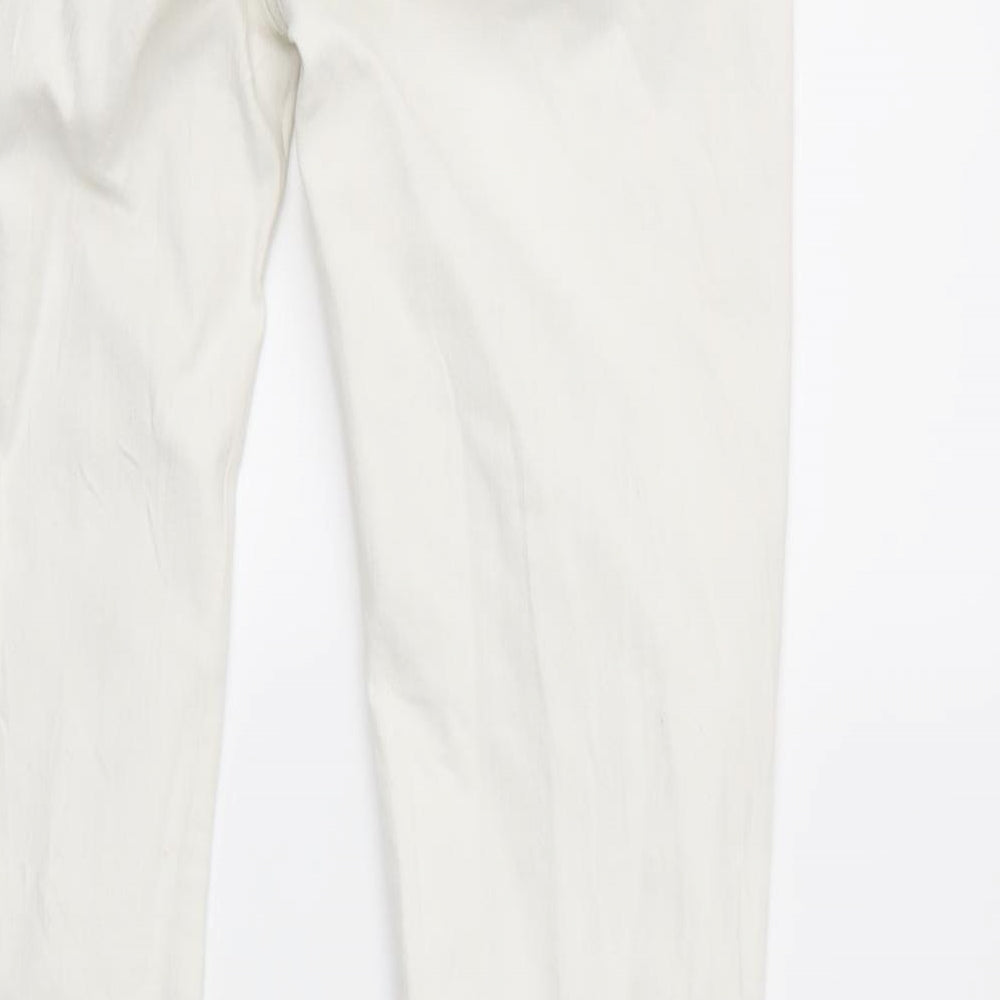 Brand and care label for Limited Collection women’s white denim straight jeans, size UK 10, 28-inch leg