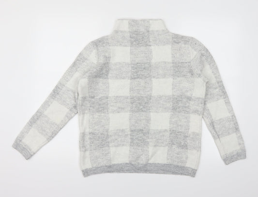 Peacocks Womens Grey Plaid Pullover Jumper Size M