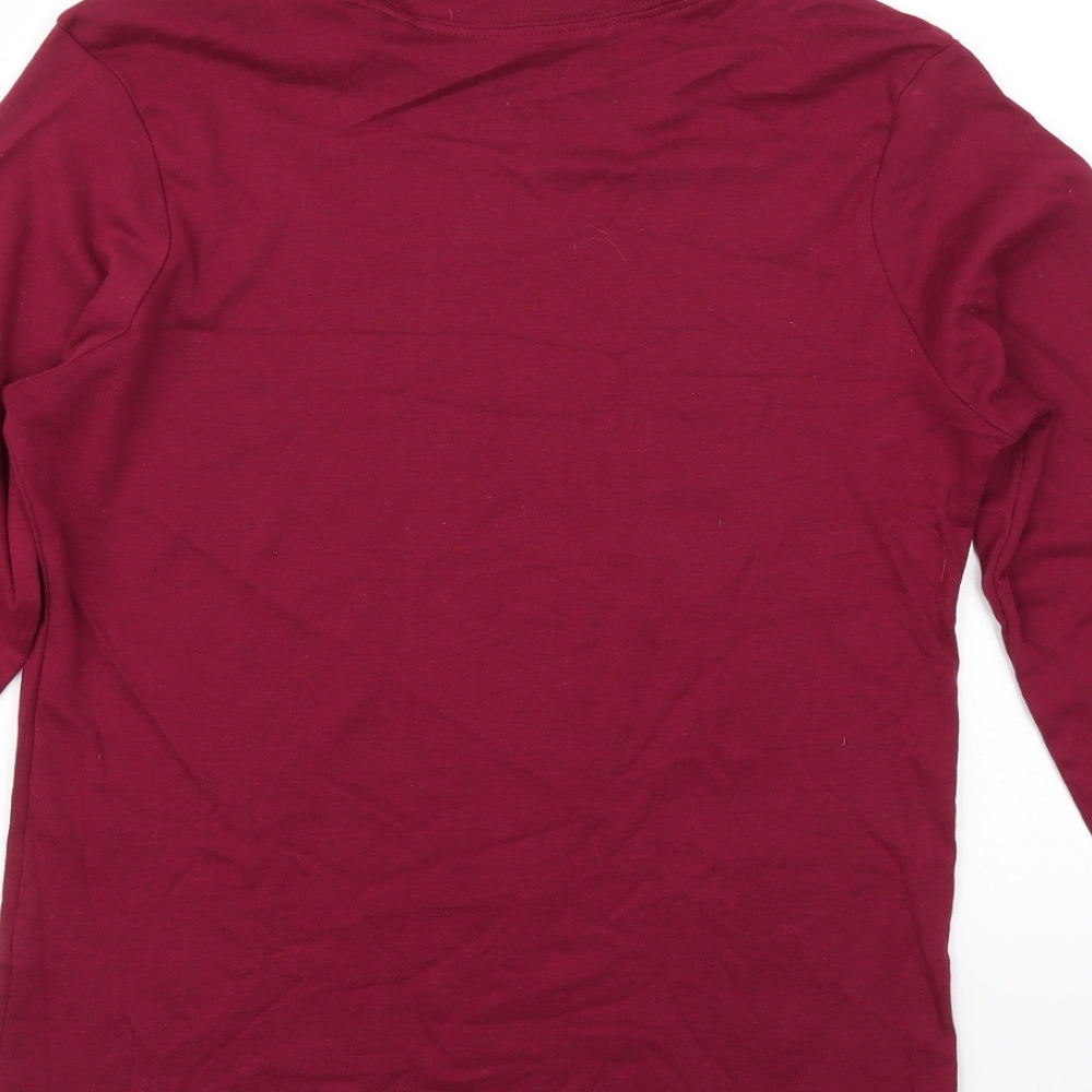 Brand and care label for Anthology women’s purple jumper, size UK 12