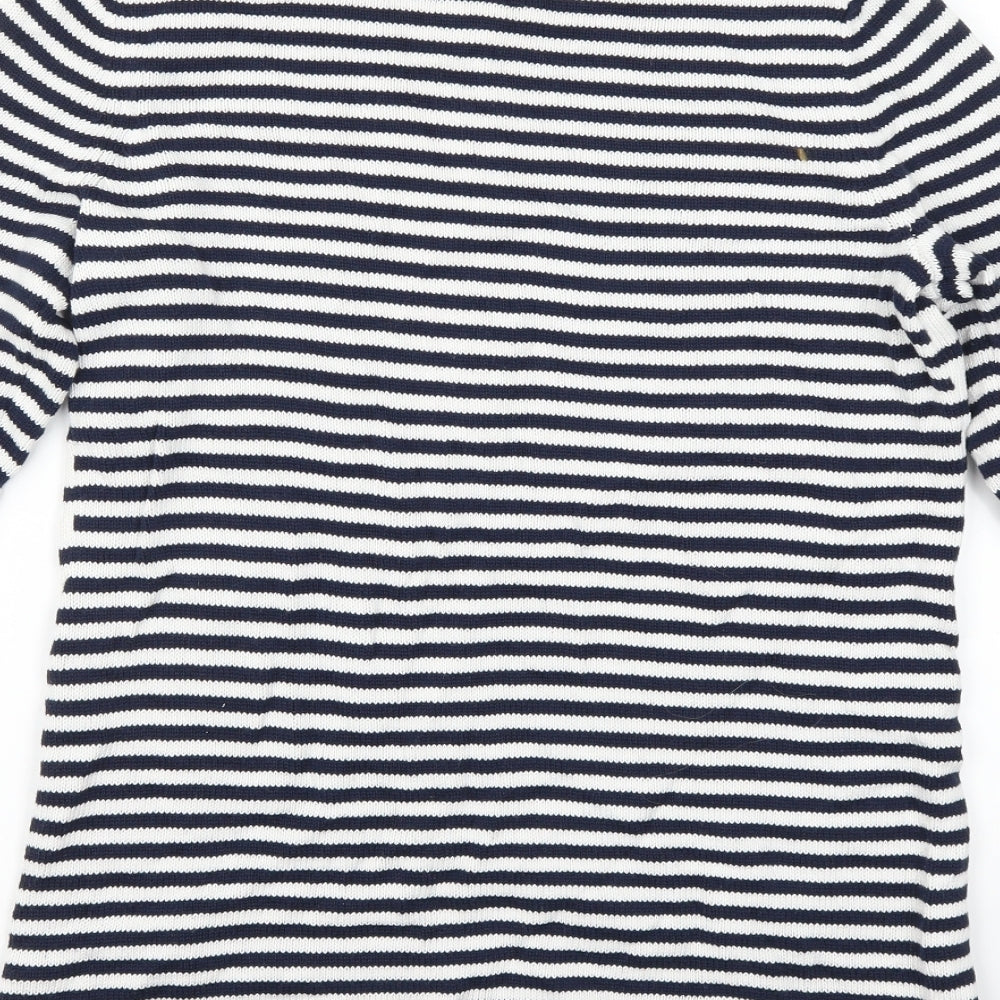 Brand and care label for artisan NY women’s blue striped jumper, size M