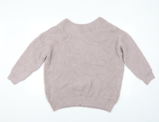 new look' Womens Purple Henley Jumper Size M
