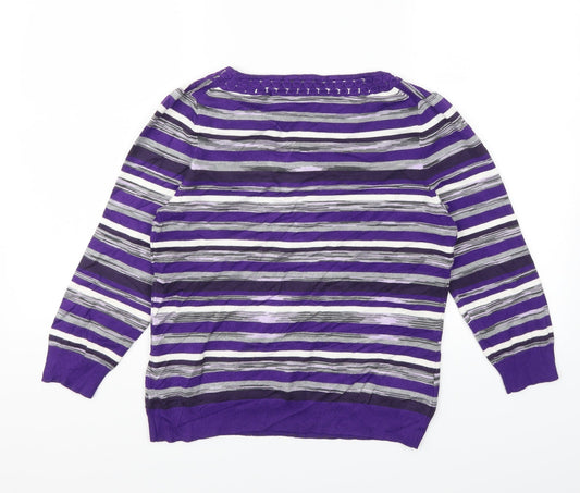 cc Womens Purple Striped Pullover Jumper Size S