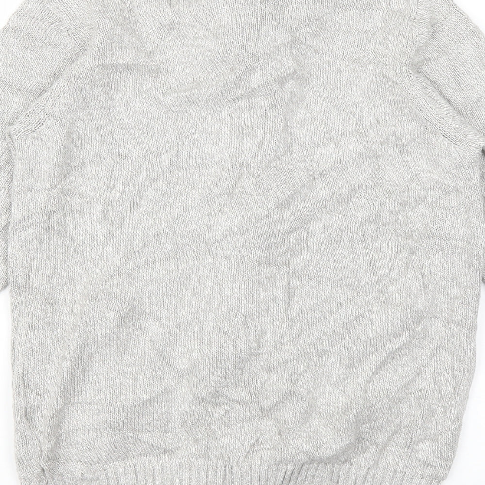 Brand and care label for ISLE women’s grey full zip jumper, size S