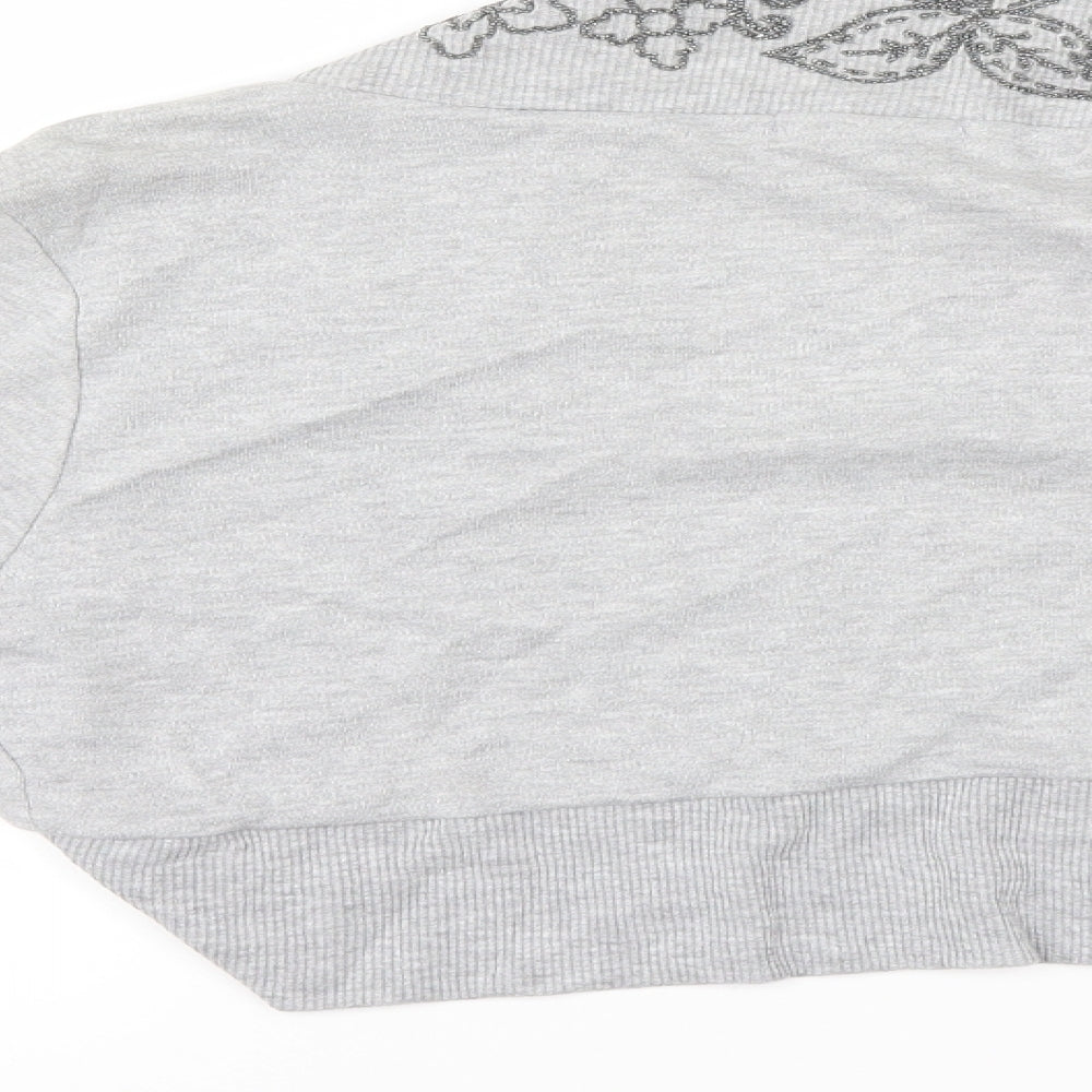 Brand and care label for Tease women’s grey cardigan jumper, size UK 18