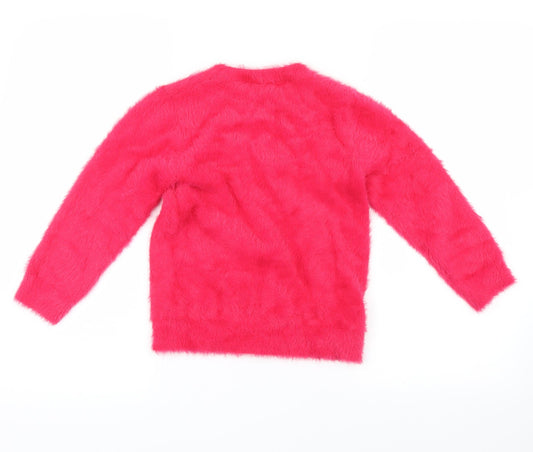 Matalan Girls Pink Pullover Jumper Size 7 Years