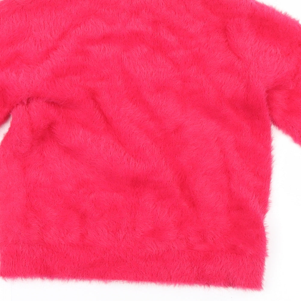 Brand and care label for Matalan girls’ pink jumper, size 7, years
