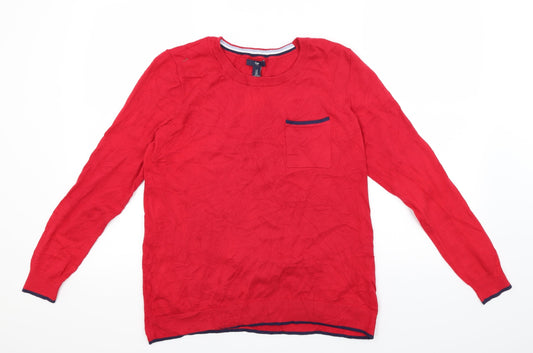 Gap Mens Red Knit Pullover Jumper Size M - Contrast Trim