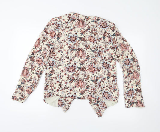 newlook Womens Beige Floral Jacket Blazer Size 12