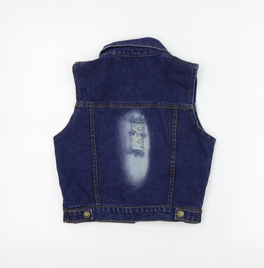Preworn Girls Blue Jacket Waistcoat Size S - Distressed