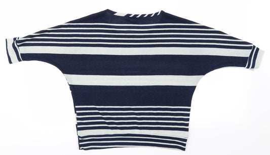 FOREVER 21 Womens Blue Striped Basic T-Shirt Size S