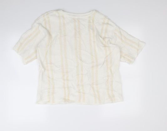M&S Womens Ivory Striped Pullover Jumper Size 16