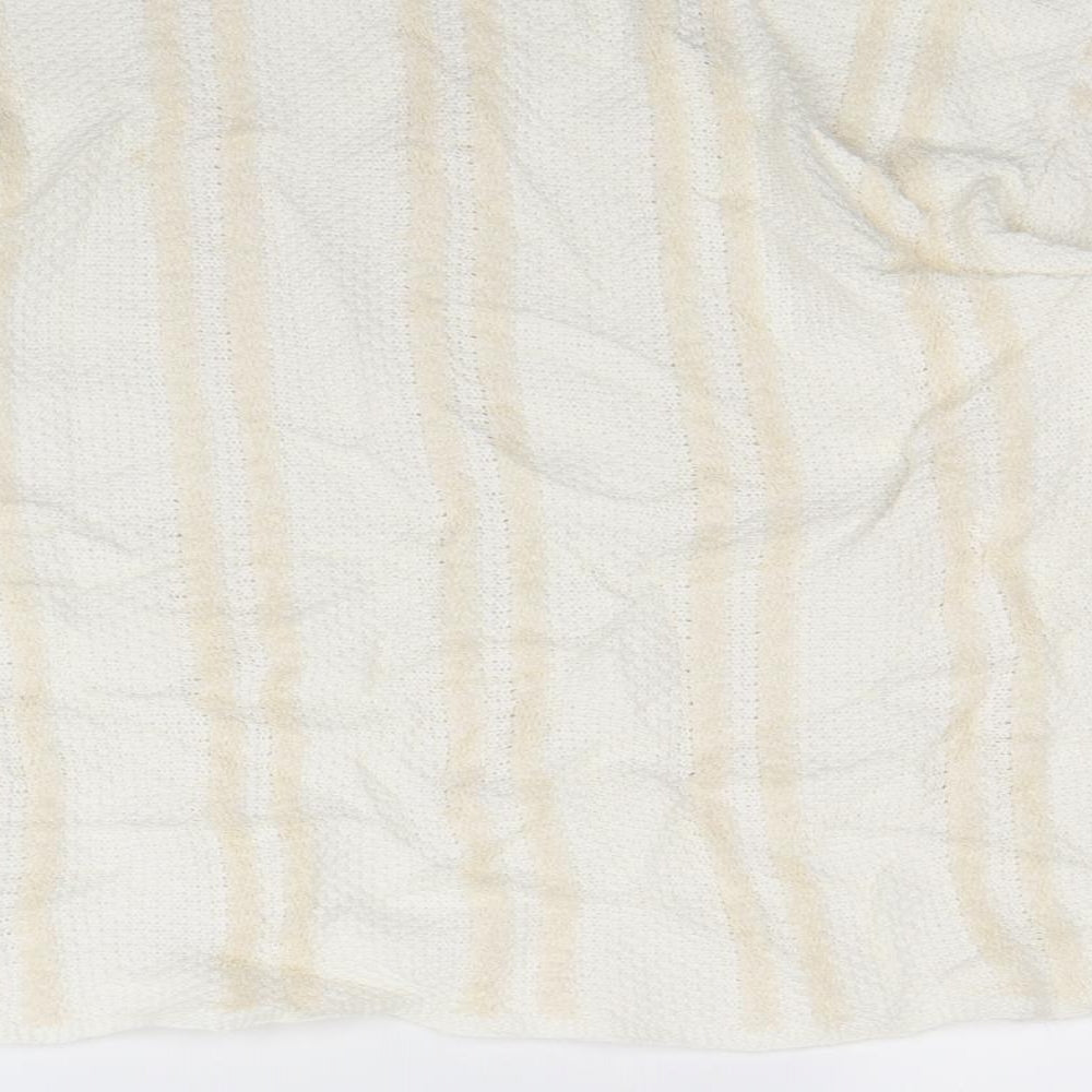 Brand and care label for Marks & Spencer women’s ivory striped jumper, size UK 16