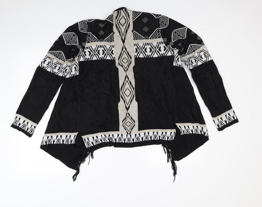 Koton Womens Black Striped Cardigan Jumper Size L