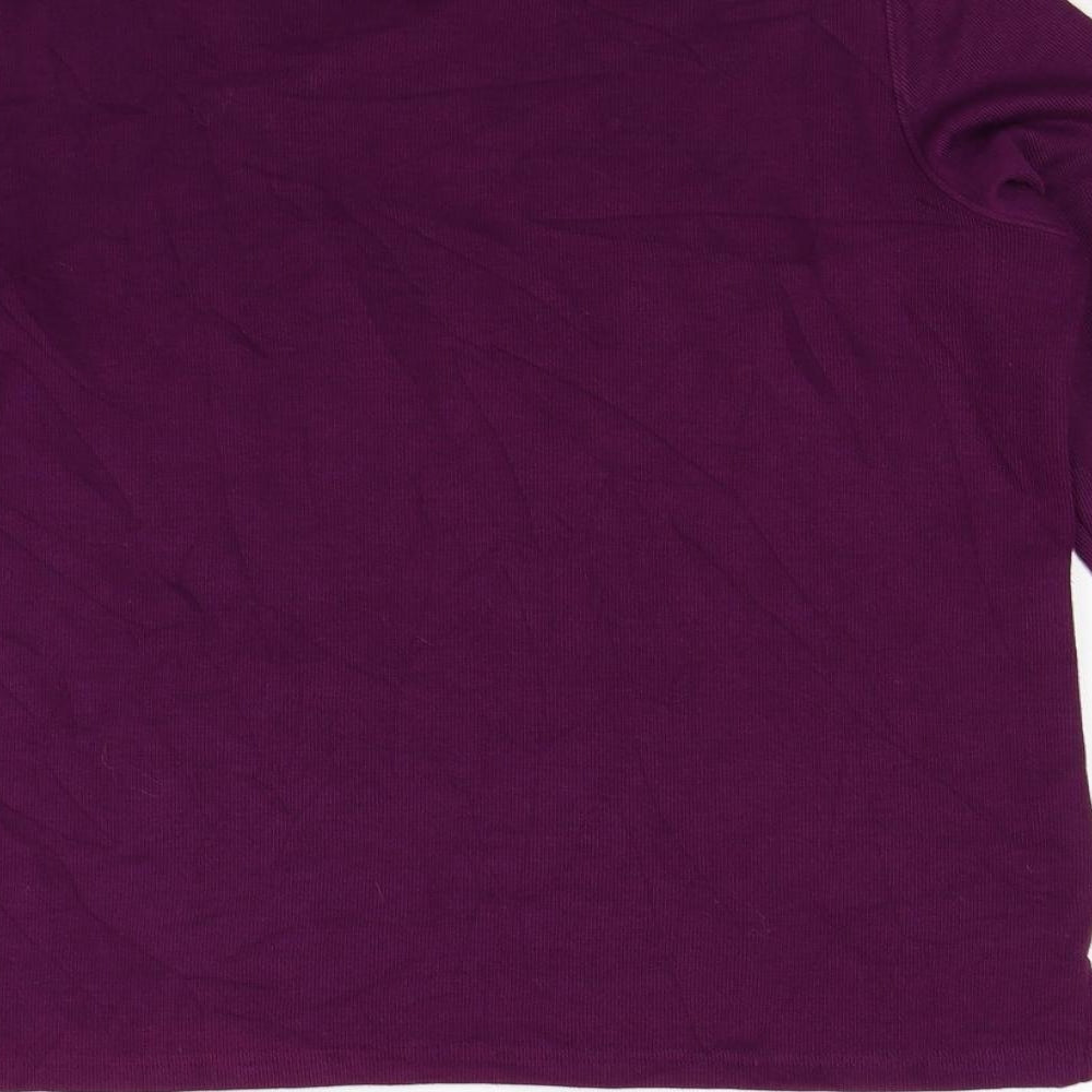 Brand and care label for Bonmarché women’s purple jumper, size M