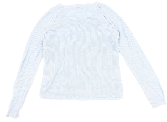 Select Womens Blue Floral Pullover Jumper Size 18