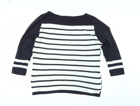 Per Una Womens Blue Striped Pullover Jumper Size 14