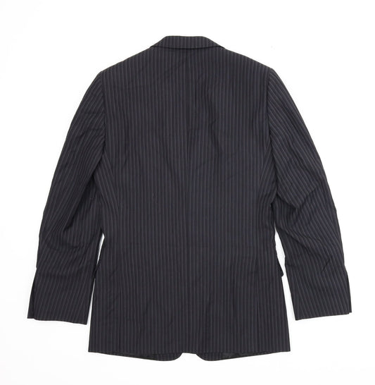 Topman Mens Black Striped Jacket Suit Jacket Size 34
