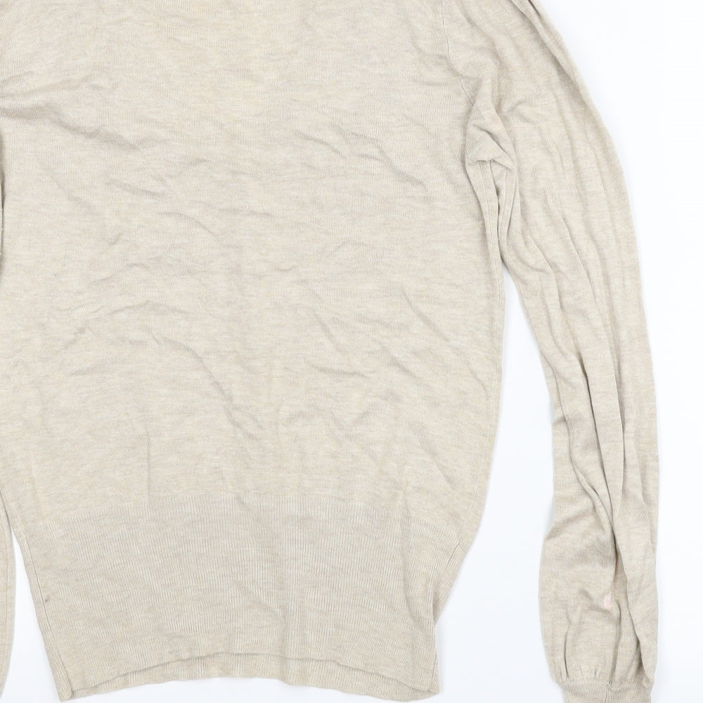 Brand and care label for Preworn women’s beige jumper, size S
