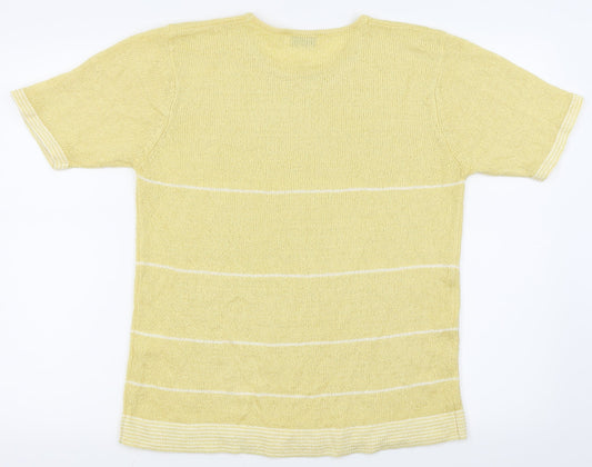 bonmarche Womens Yellow Striped Basic T-Shirt Size M