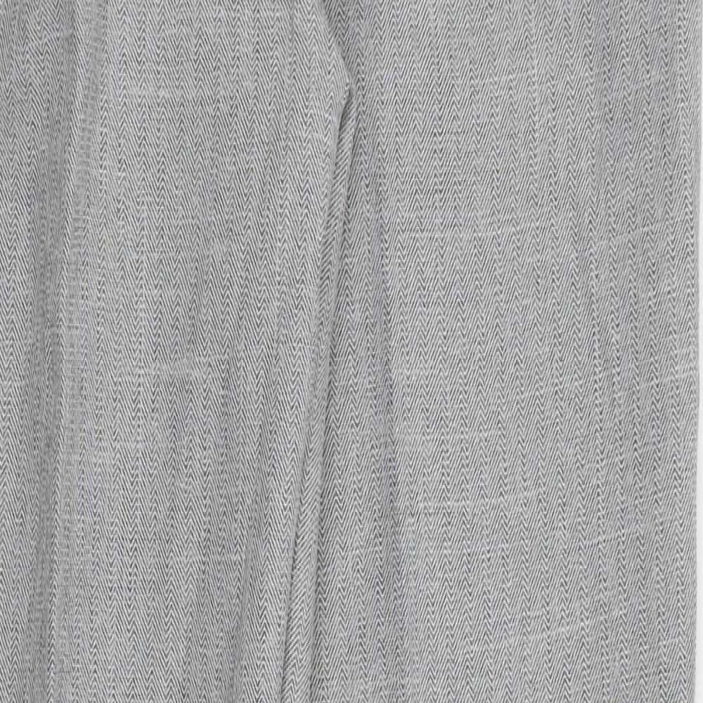 Brand and care label for Preworn women’s green trousers, size UK 14, 26-inch leg