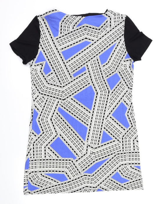 micha Womens Blue Argyle/Diamond Fit & Flare Size M