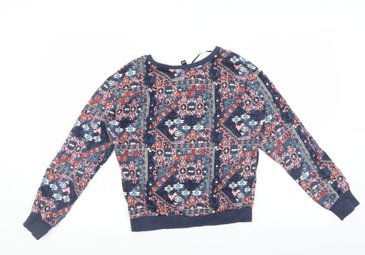 Divided by H&M Womens Blue Paisley Pullover Sweatshirt Size XS