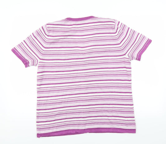 BM Collection Womens Purple Striped Pullover Jumper Size M
