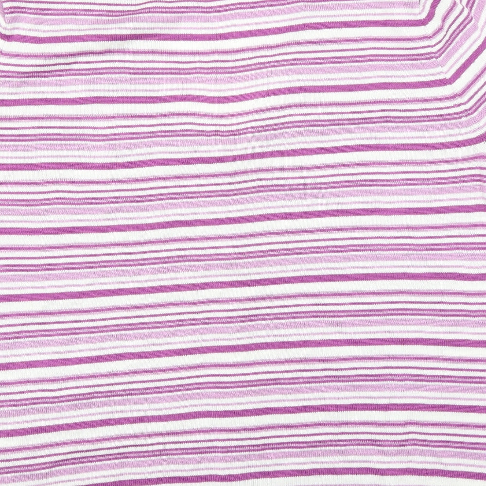 BM Collection Womens Purple Striped Pullover Jumper Size M