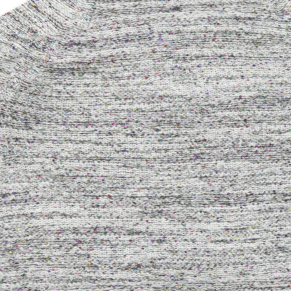 Brand and care label for New Look women’s grey jumper, size UK 14