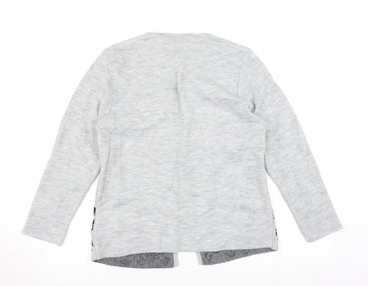 Glimpse Womens Grey Cardigan Jumper Size M - floral detail