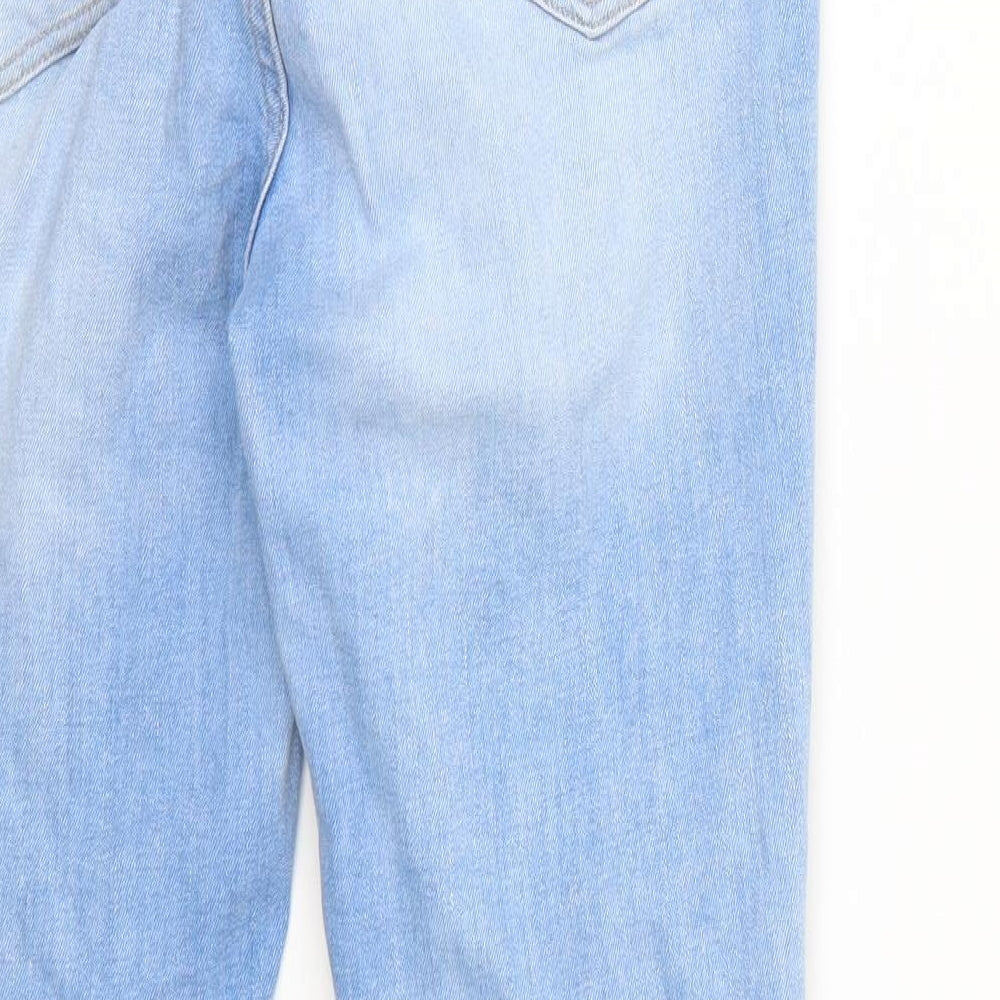 Brand and care label for Gap women’s blue straight jeans, size UK 30, 26-inch leg