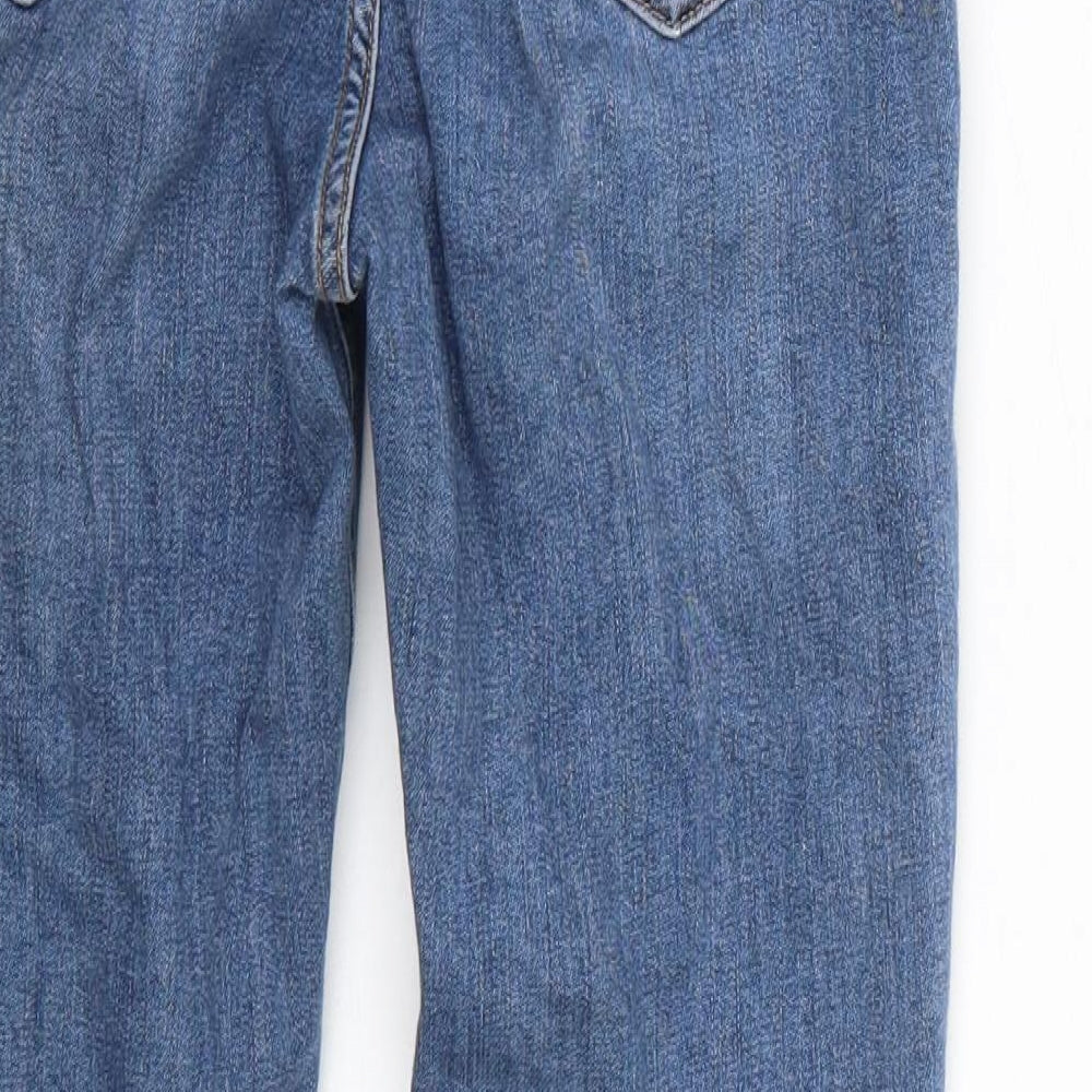 Brand and care label for Topshop women’s blue skinny jeans, size UK 28, 32-inch leg