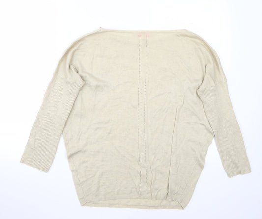 tanitha Womens Beige Henley Jumper Size M