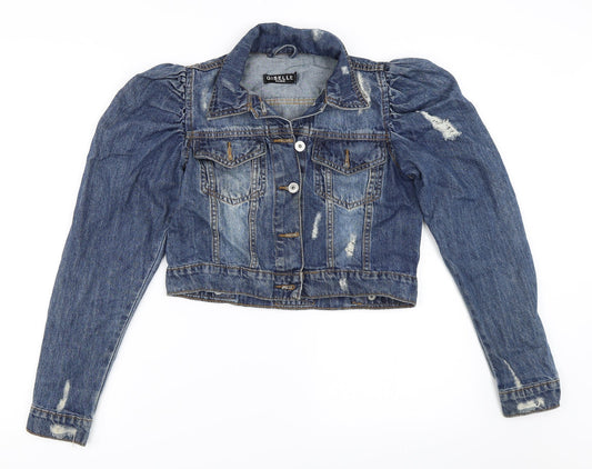 Additional front view of Giselle women’s blue denim jacket, size UK 4