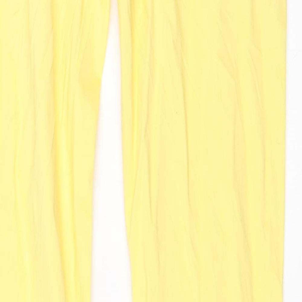 Brand and care label for B.S Fashion women’s yellow skinny jeans, size UK 36, 32-inch leg